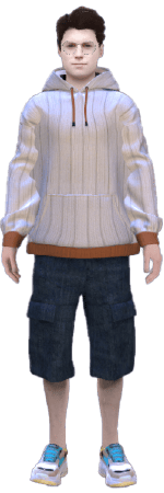 A full body realistic 3D avatar of a male showcasing different clothing from Cymorph asset store.